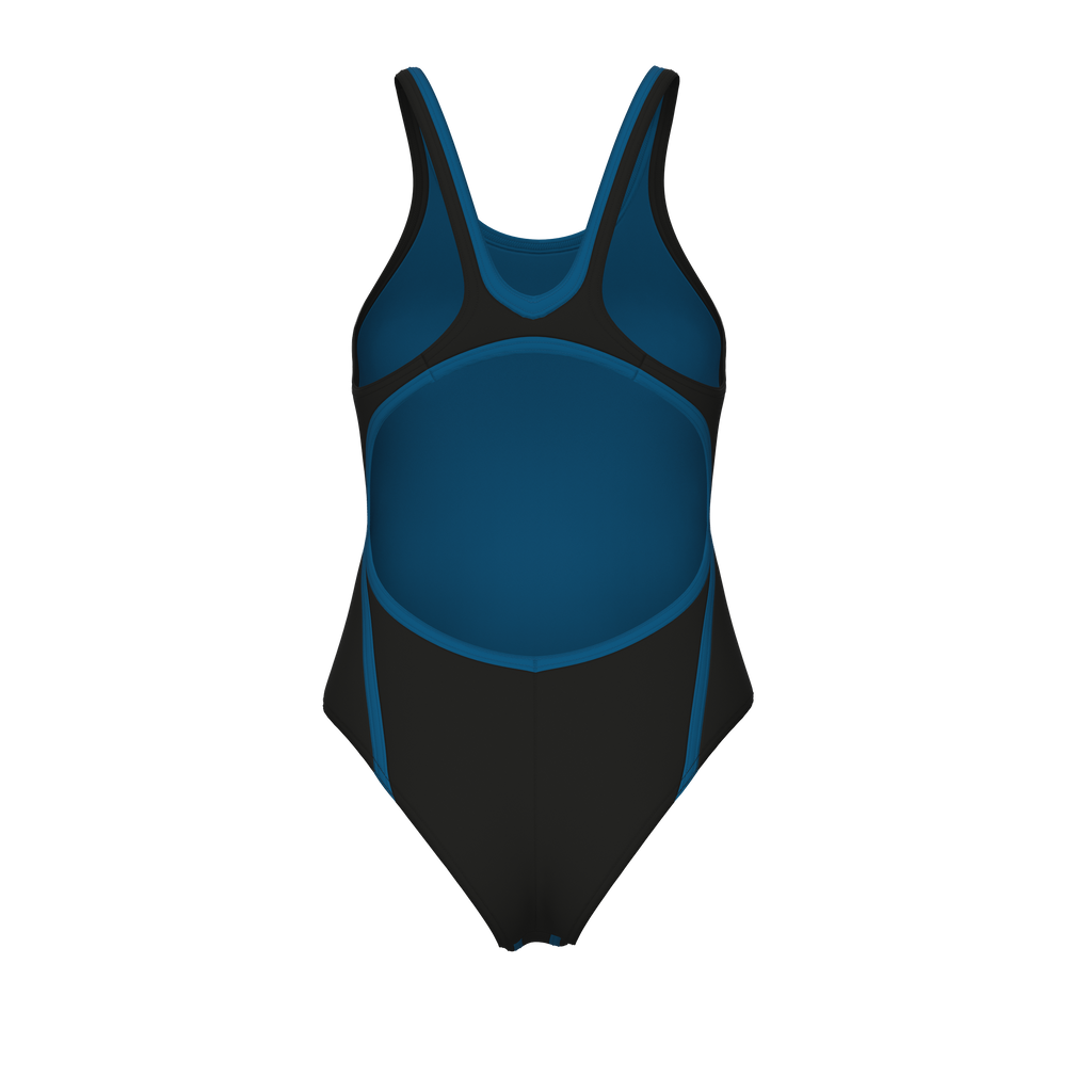 Arena Womens Solid Swimsuit Tech Back - Black Blue Cosmo