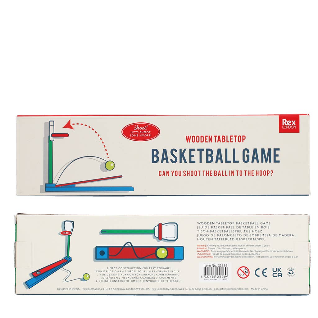 Wooden tabletop basketball game