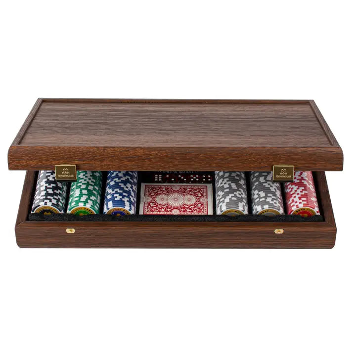 Manopoulos Luxury Poker Set in Dark Walnut Wooden Case
