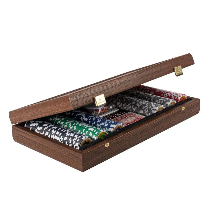 Manopoulos Luxury Poker Set in Dark Walnut Wooden Case