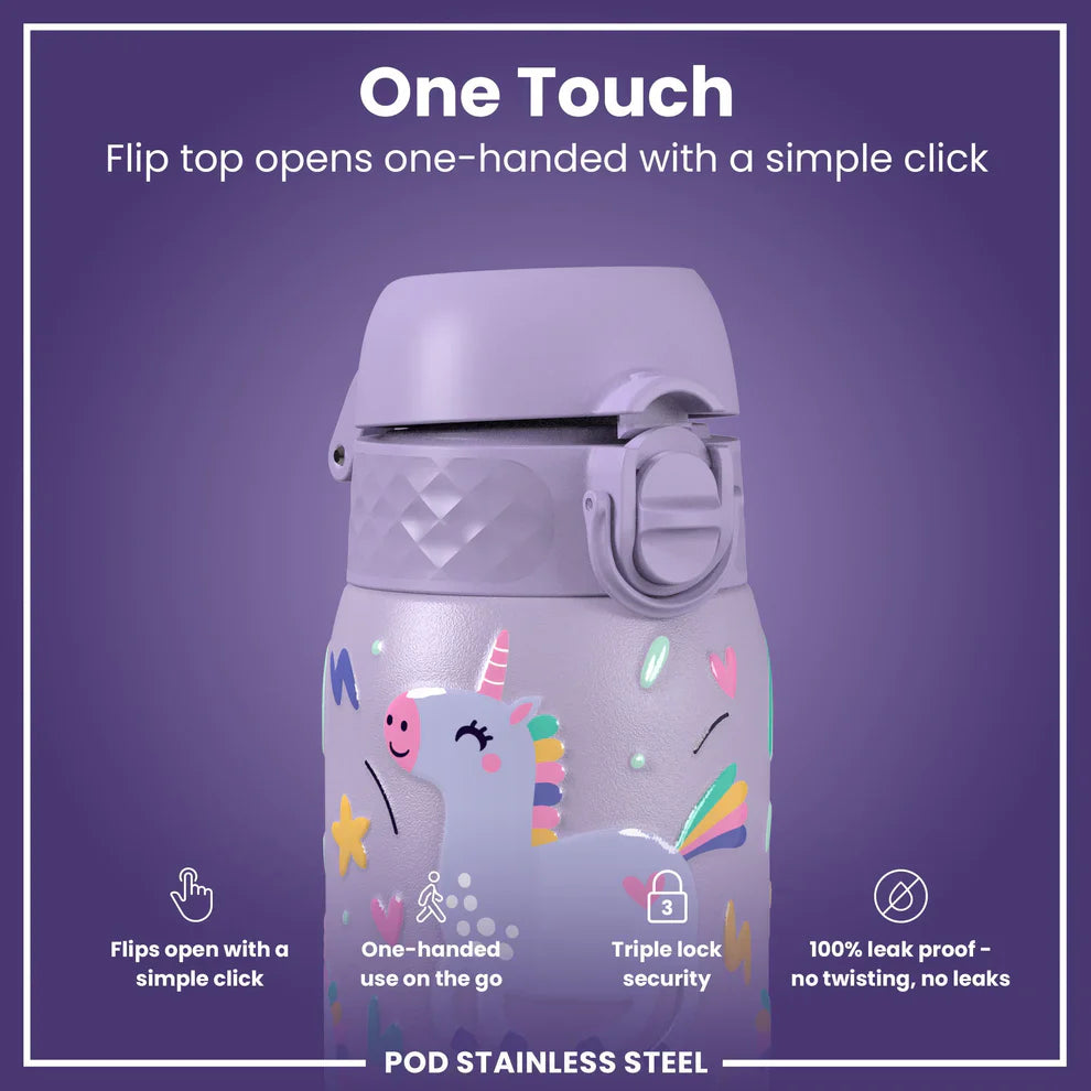 Ion8 Pod Stainless Steel Water Bottle Unicorns