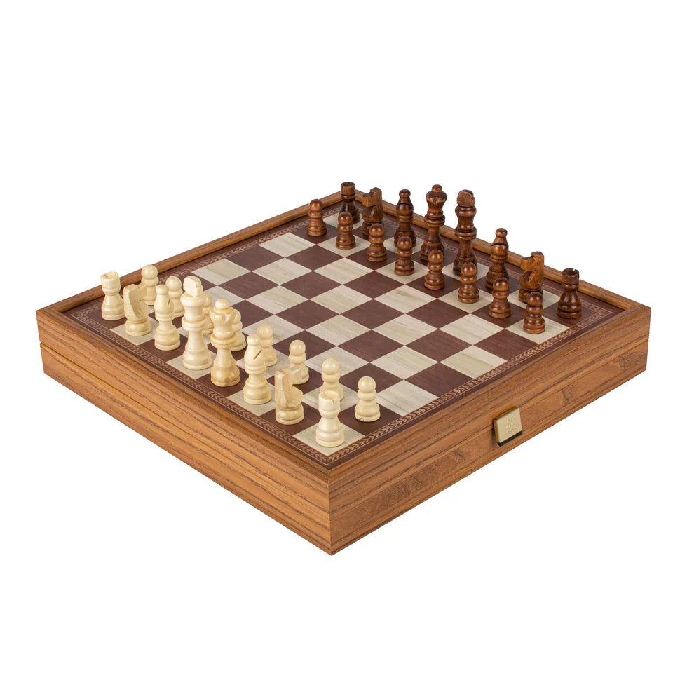 Manopoulos Classic Style 4-in-1 Combo Game Set: Chess, Backgammon, Ludo & Snakes
