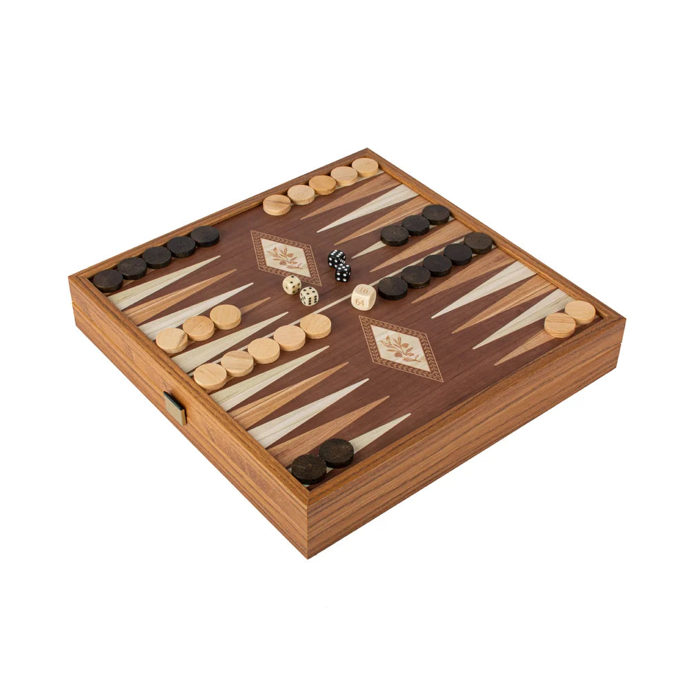 Manopoulos Classic Style 4-in-1 Combo Game Set: Chess, Backgammon, Ludo & Snakes