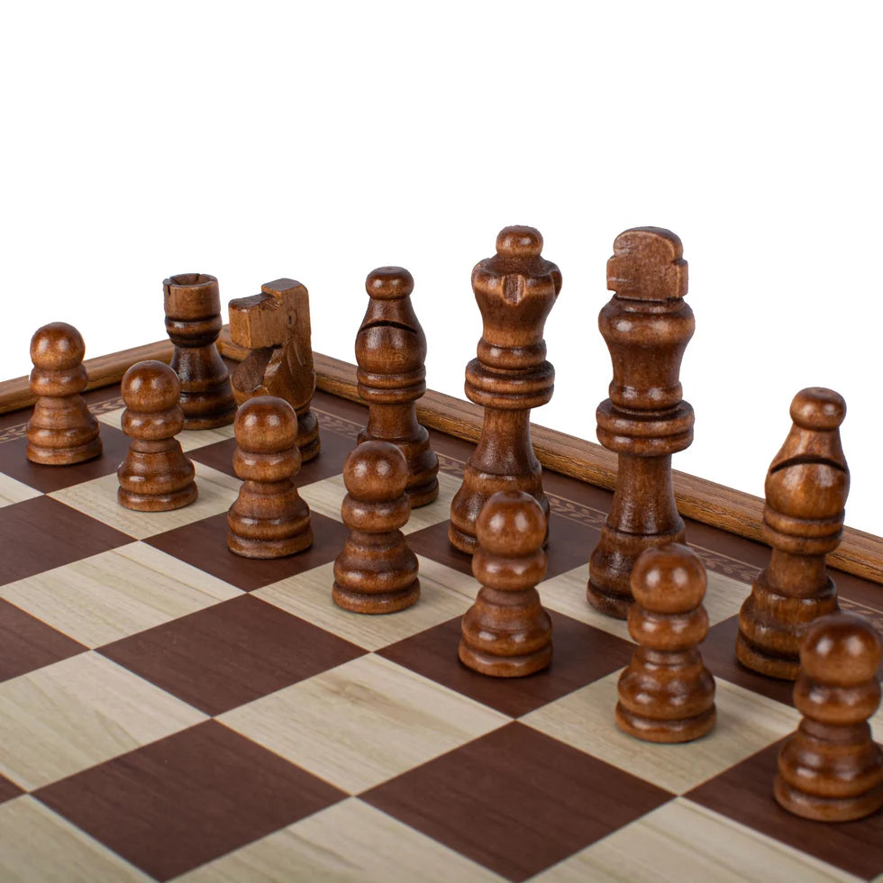 Manopoulos Classic Style 4-in-1 Combo Game Set: Chess, Backgammon, Ludo & Snakes