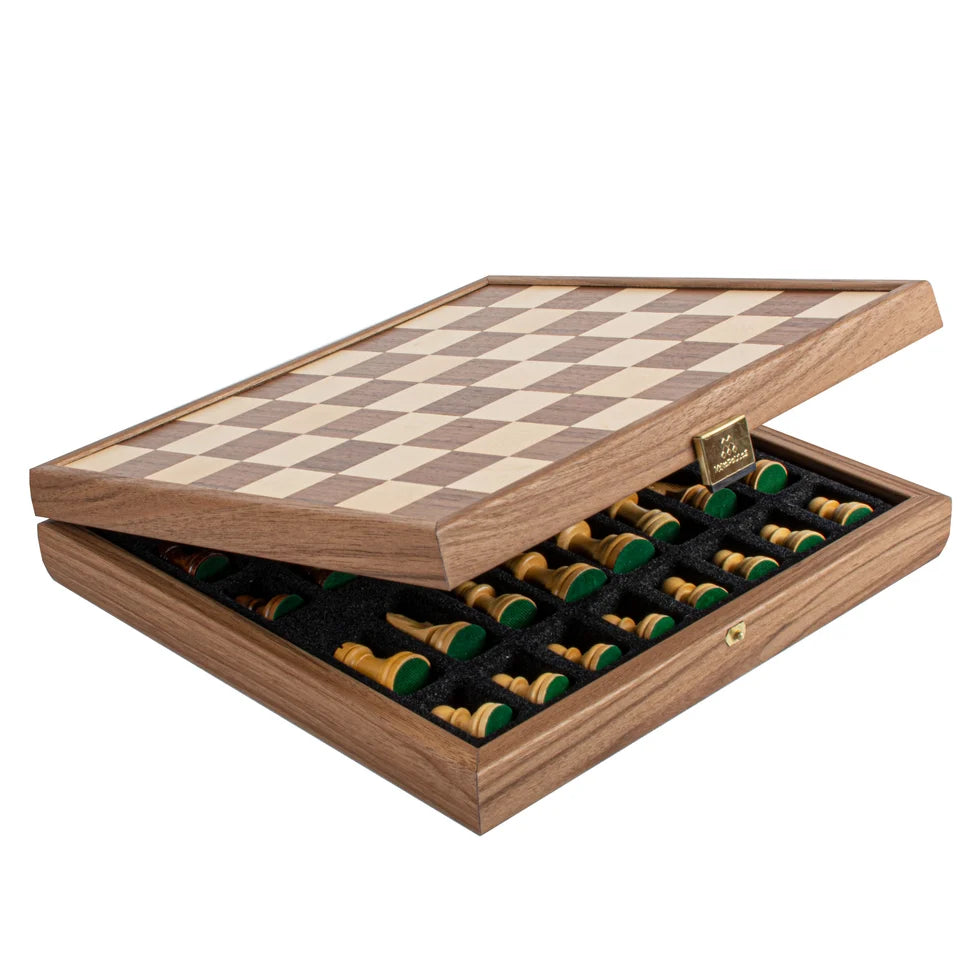 Manopoulos Handcrafted Walnut Chess Set with Staunton Chessmen (6.4cm King)