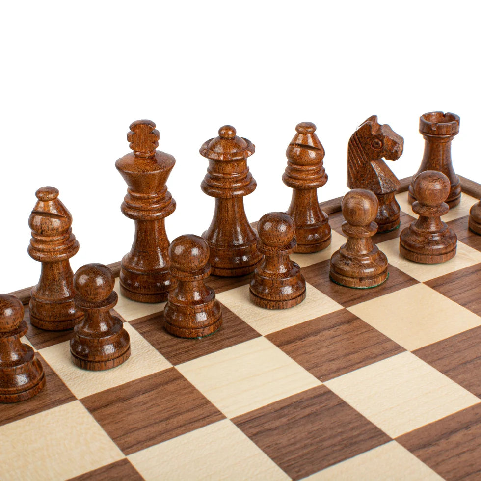 Manopoulos Handcrafted Walnut Chess Set with Staunton Chessmen (6.4cm King)