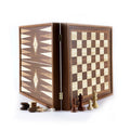 Manopoulos Classic Style 2-in-1 Combo Game Set - Chess & Backgammon in Walnut Case