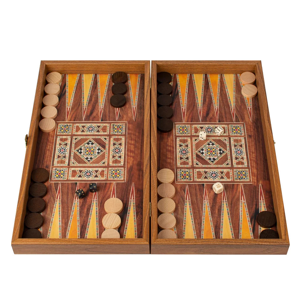 Manopoulos Handcrafted Mosaic Traditional Style Backgammon Set