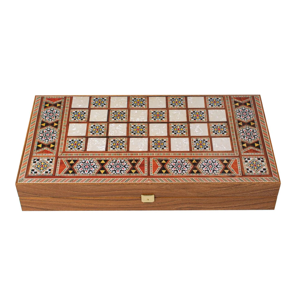 Manopoulos Handcrafted Mosaic Traditional Style Backgammon Set