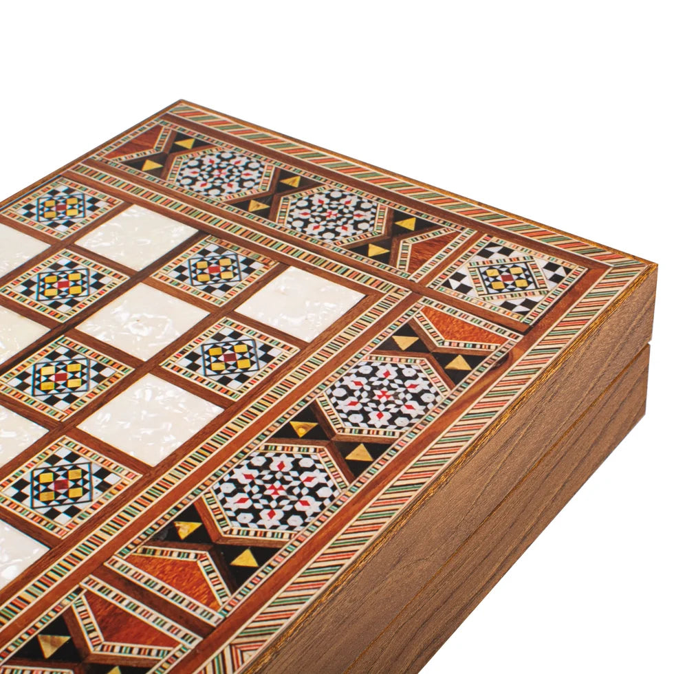 Manopoulos Handcrafted Mosaic Traditional Style Backgammon Set