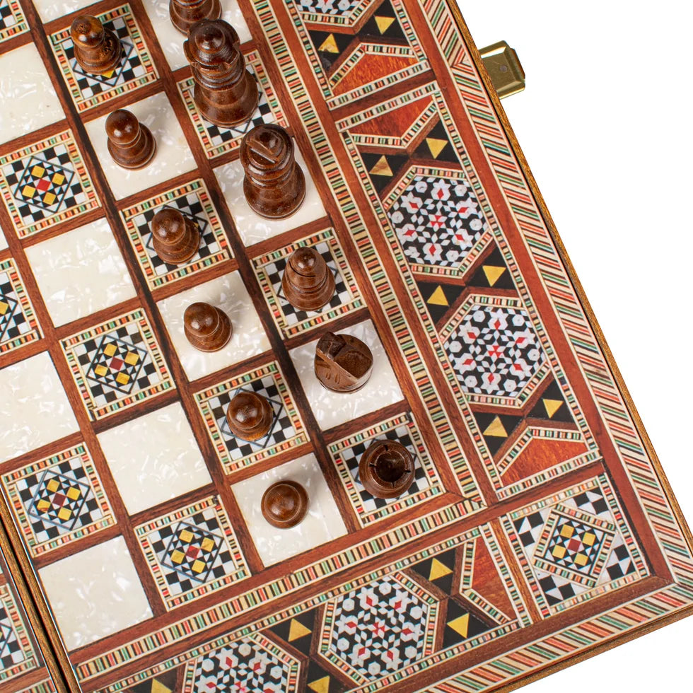 Manopoulos Handcrafted Mosaic Traditional Style Backgammon Set