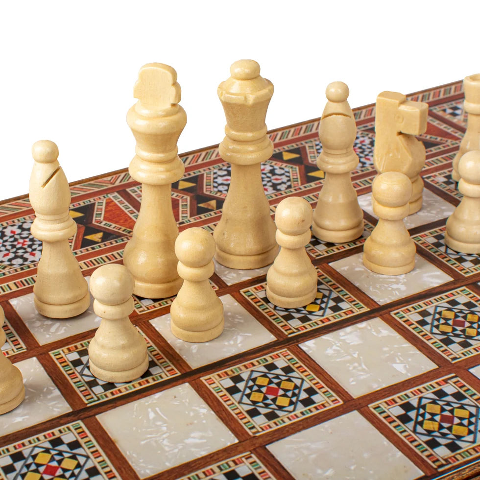 Manopoulos Handcrafted Mosaic Traditional Style Backgammon Set