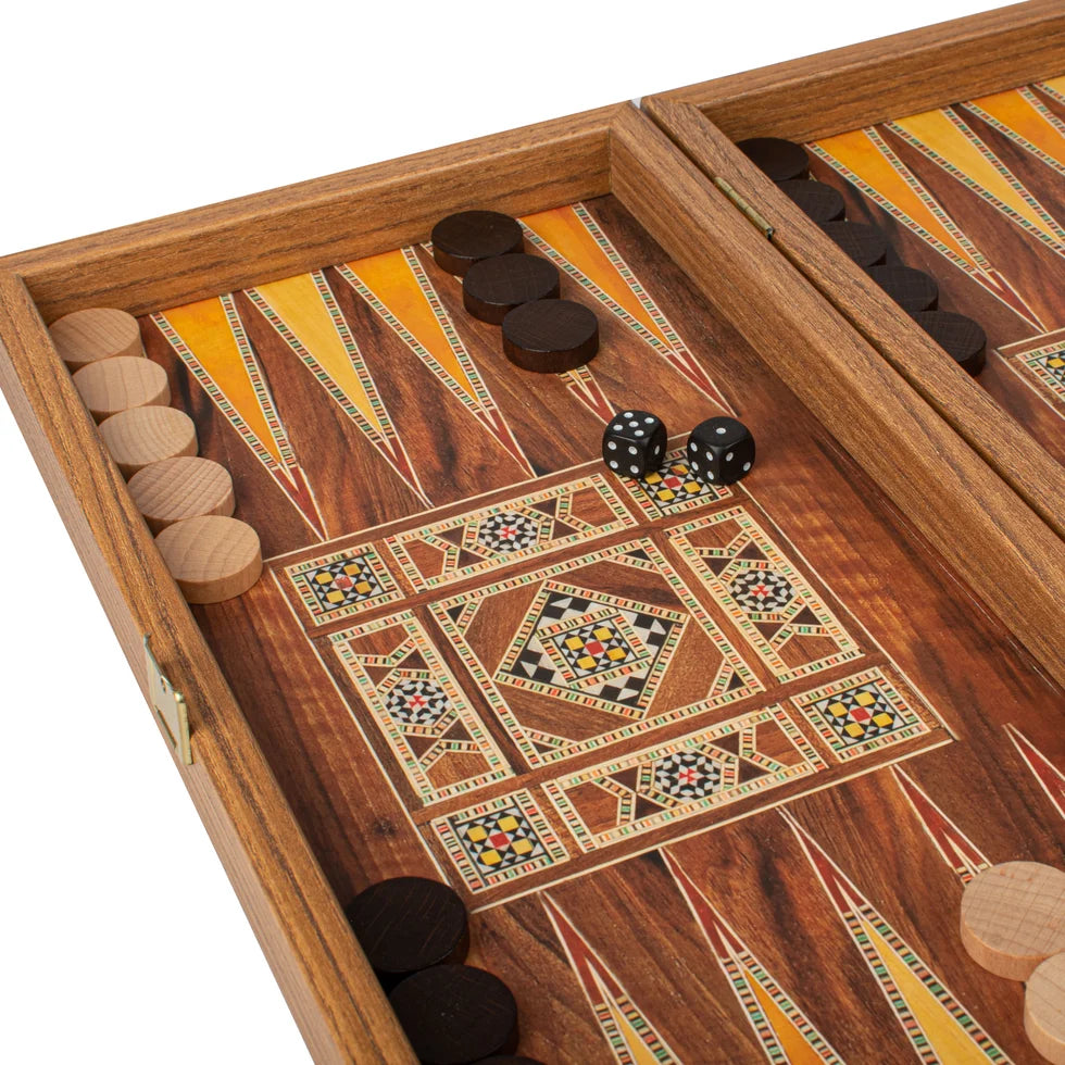 Manopoulos Handcrafted Mosaic Traditional Style Backgammon Set