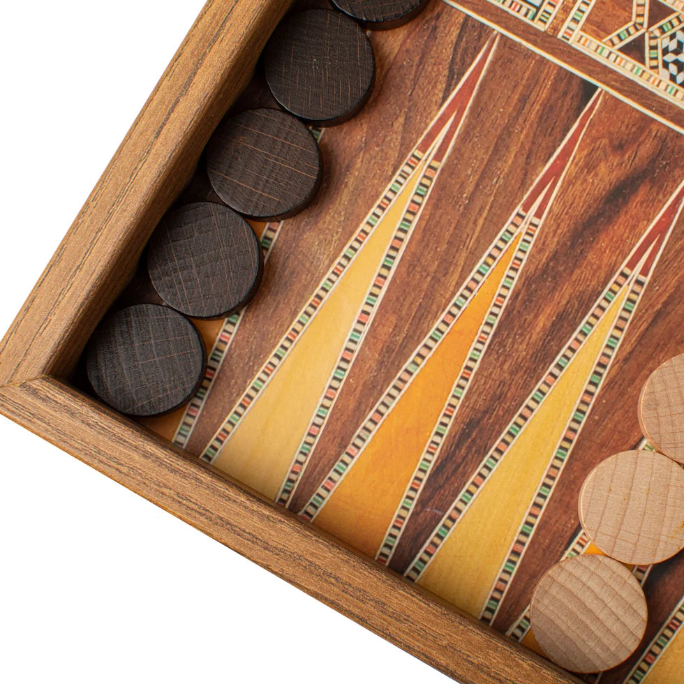 Manopoulos Handcrafted Mosaic Traditional Style Backgammon Set