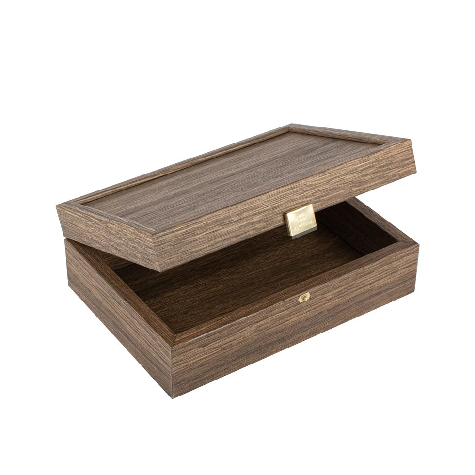 Manopoulos Dark Walnut Wooden Storage Case for Chessmen (7.6cm - 9.5cm King)