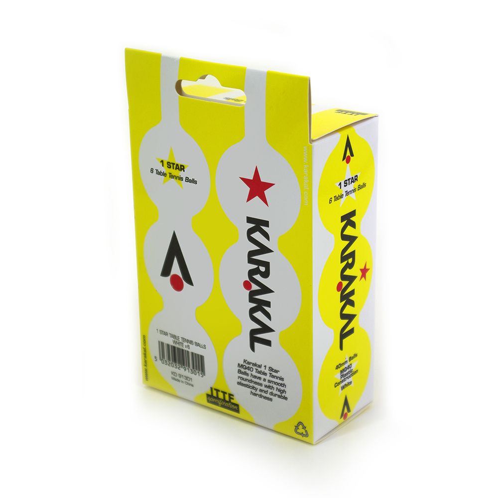 Karakal 1 Star Table Tennis Balls- 6 Pack