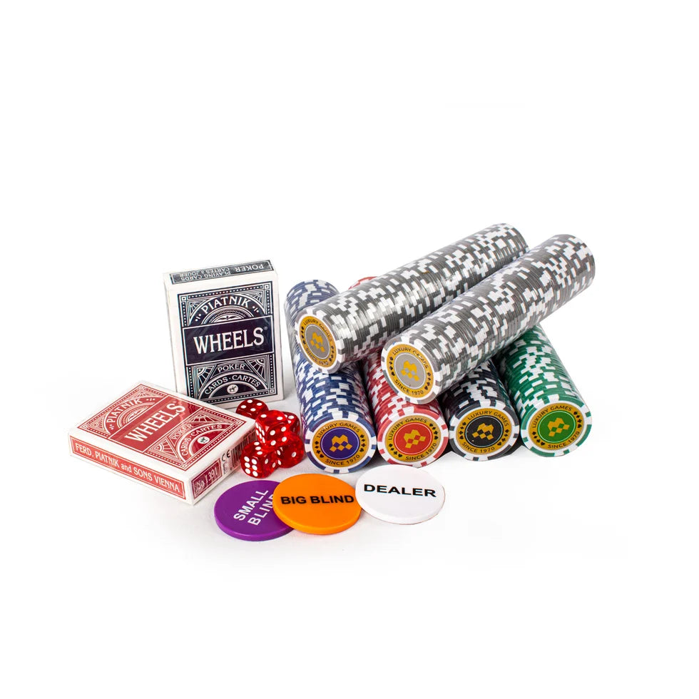Manopoulos Luxury Poker Set in Dark Walnut Wooden Replica Case